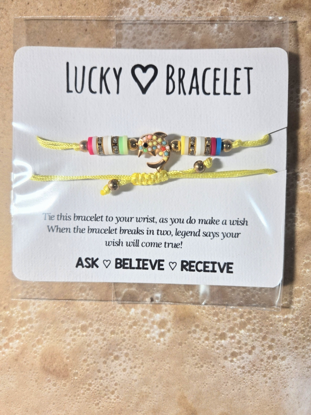 Lucky Make A Wish Dolphine Charm Bracelet with Multicolor Beads